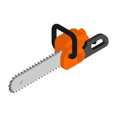 Testere izometrik izole. oduncu Araç vektör illüstrasyon