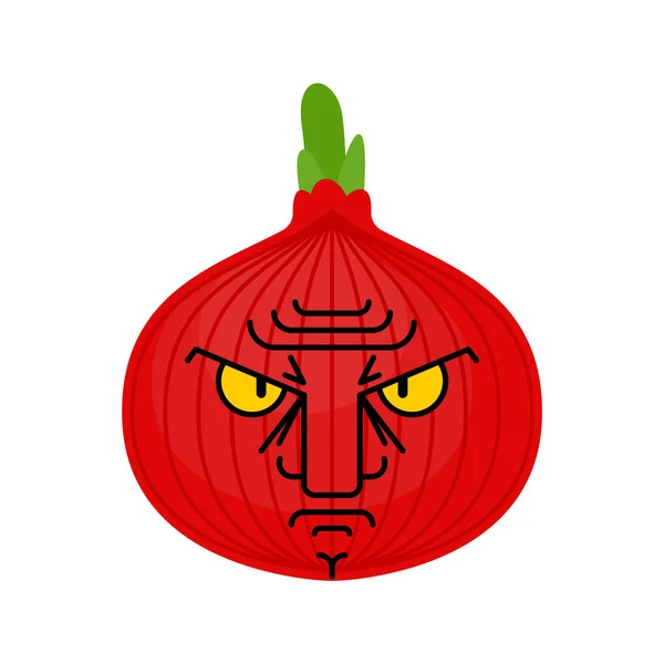 Angry onion isolated. evil vegetable. vector illustration — Stock Vector