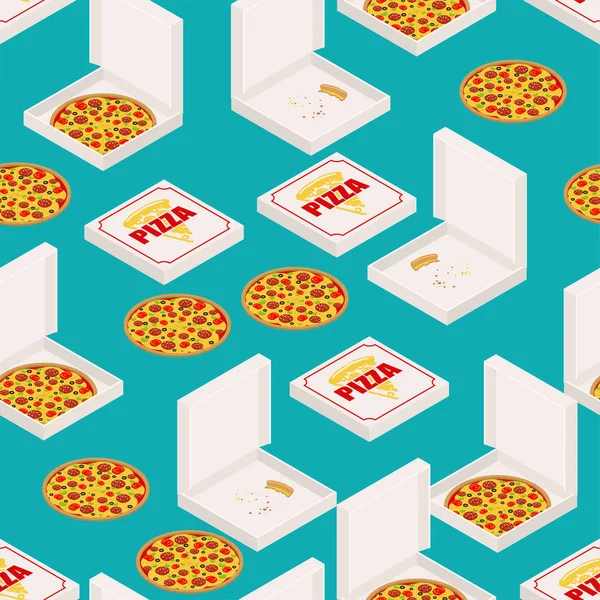 披萨和盒子图案无缝。快餐背景。矢量 orn — 图库矢量图片