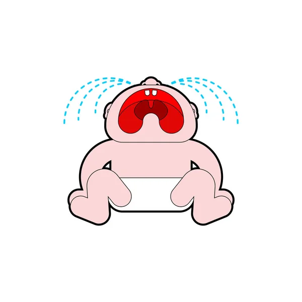 Gråtande baby isolerade. Lilla barn gråta. vektor illustration — Stock vektor