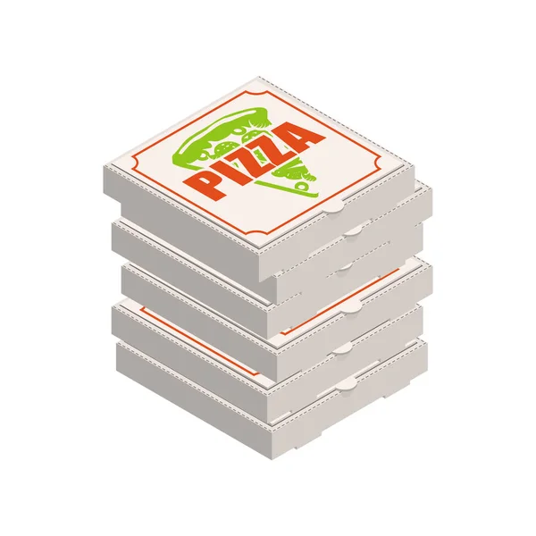 Pizza dozen stapelen geïsoleerd. Fast Food vector — Stockvector