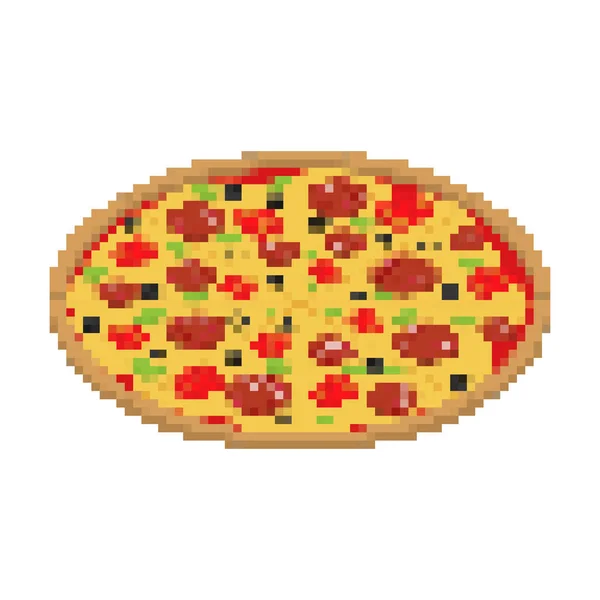 Pizza Pixel art na białym tle. 8 bitów Fast food wektor ilustracji — Wektor stockowy