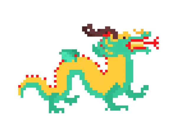 Seni pixel naga Cina. Cina mitos rakasa 8 bit. Nasional - Stok Vektor