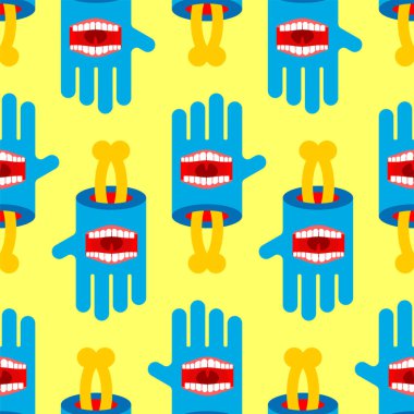 Ağzı pürüzsüz Zombi Eli. avuç arkaplanındaki ağız