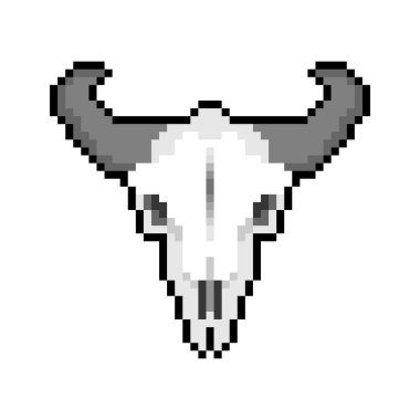 Kafatası inek piksel sanatı. Boğa 8 'in iskelet kafası. vektör illüstrasyonu