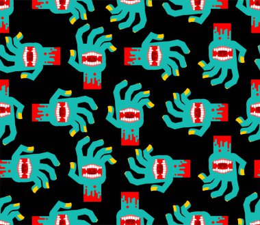 Ağzı pürüzsüz Zombi Eli. avuç arkaplanındaki ağız