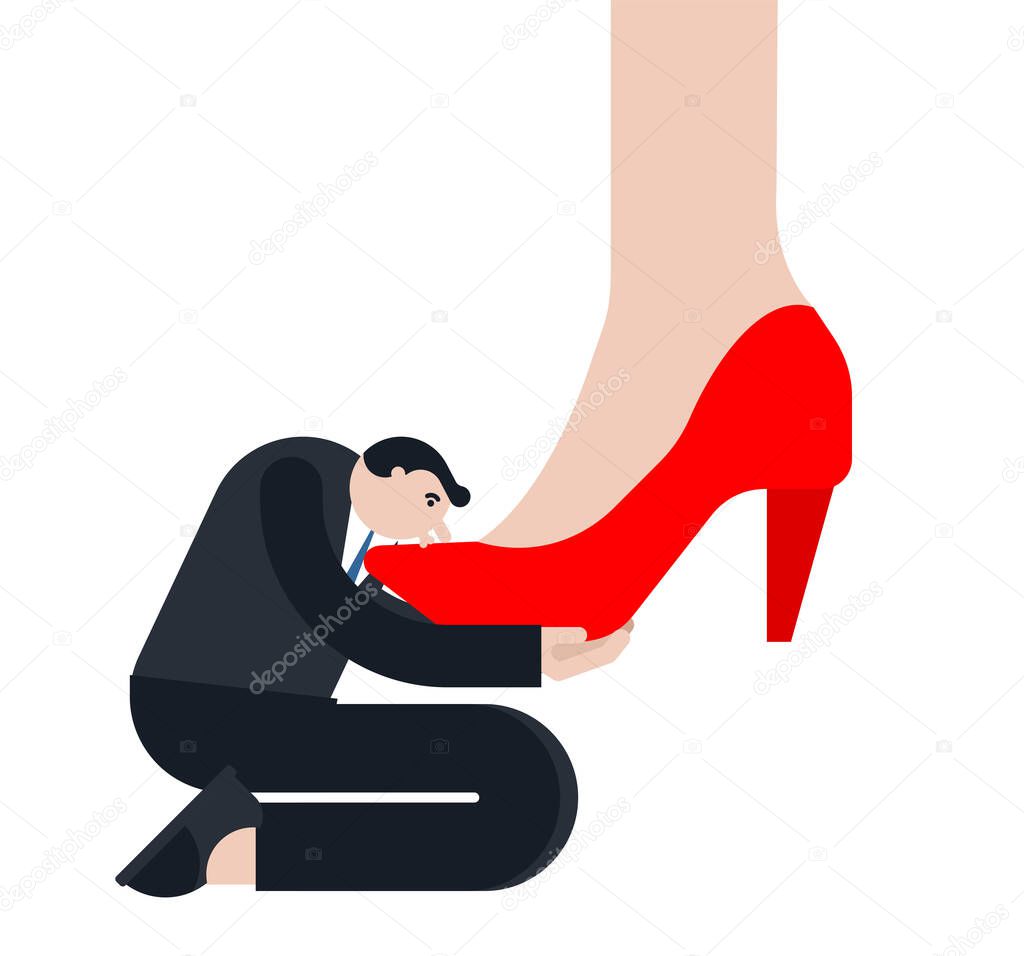Henpecked kisses shoe. Man Asks Kneeling Kisses female foo