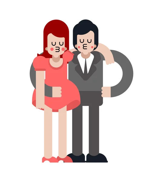 Minnaars Knuffels Liefdevol Stel Vriendje Meisje Romantische Relatie Liefde Illustratie — Stockvector