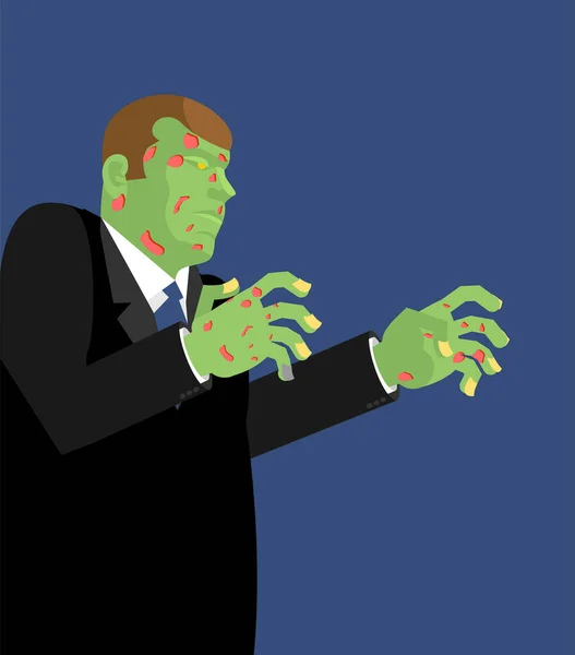 Desenhos Animados Zombie Isolados Homem Morto Verde Ilustração Vetorial — Vetor de Stock