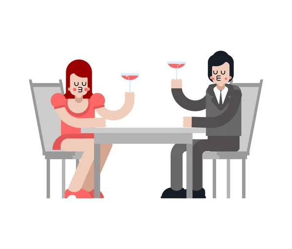 Lovers Sitting Restaurant Loving Couple Boyfriend Girl Romantic Relationship Love — Stock Vector