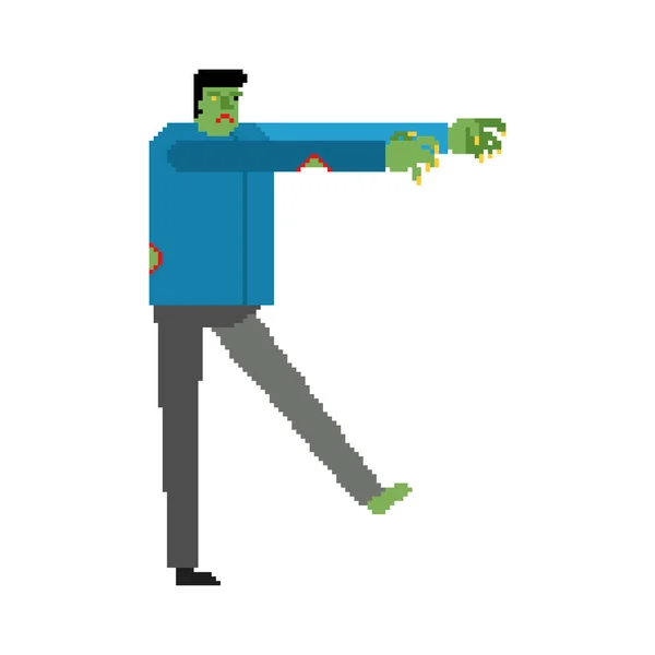 Ζωγραφική Τέχνη Pixel Bit Green Dead Man Διανυσματική Απεικόνιση — Διανυσματικό Αρχείο