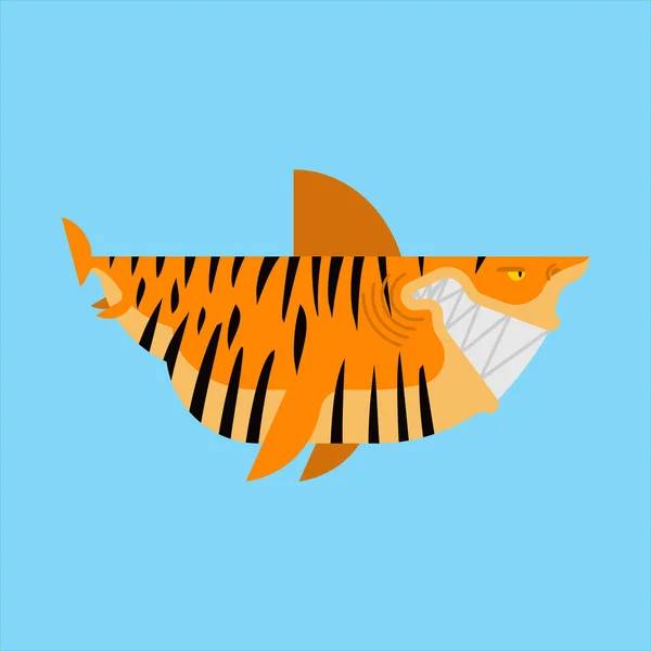 Rekin Tygrysi Odizolowany Morski Drapieżnik Ilustracja Wektora — Wektor stockowy