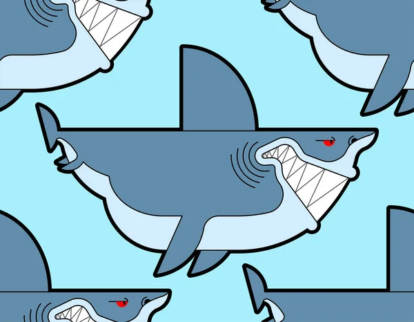 Patrón Dibujos Animados Tiburón Sin Costura Fondo Depredador Animales Marinos — Vector de stock