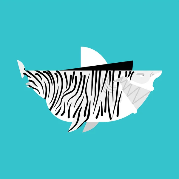 Rekin Zebry Odizolowany Morski Drapieżnik Ilustracja Wektora — Wektor stockowy