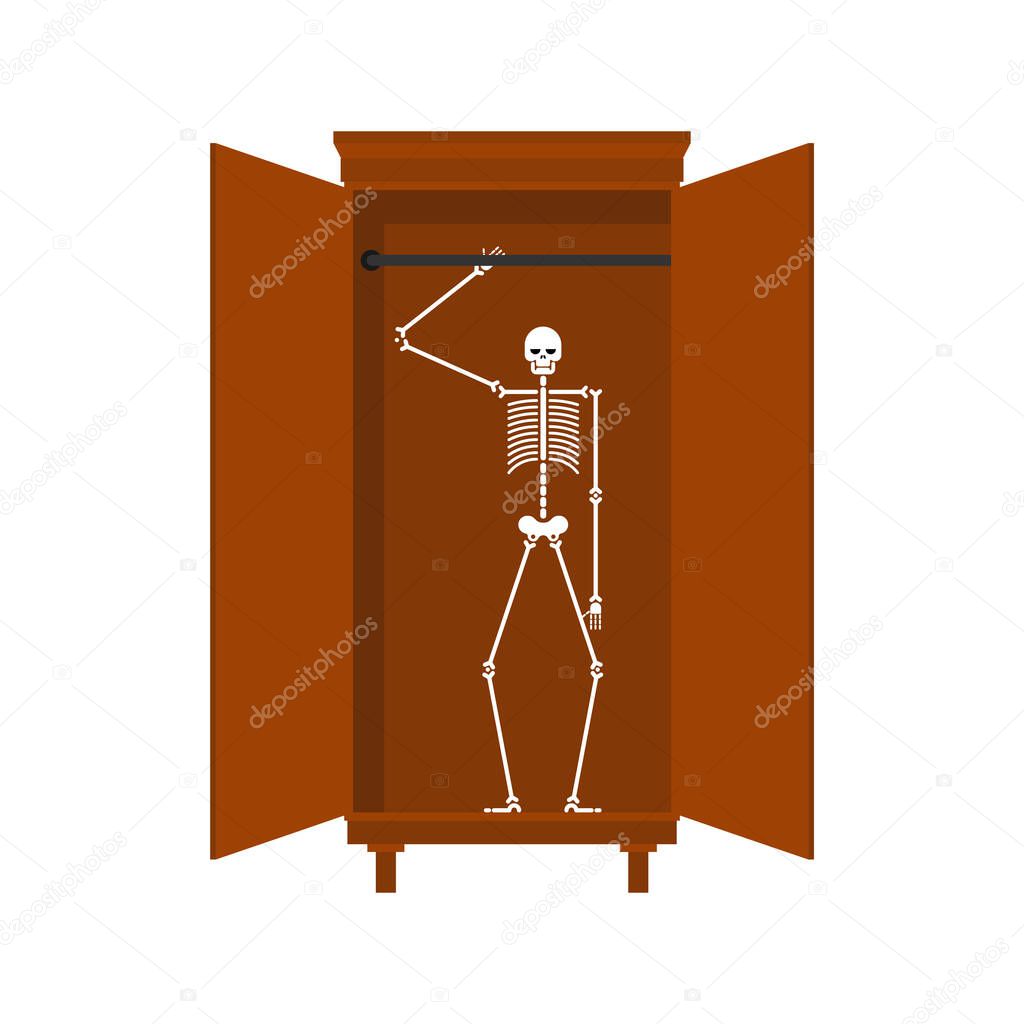 Skeleton in closet isolated. Illustration for an english prover