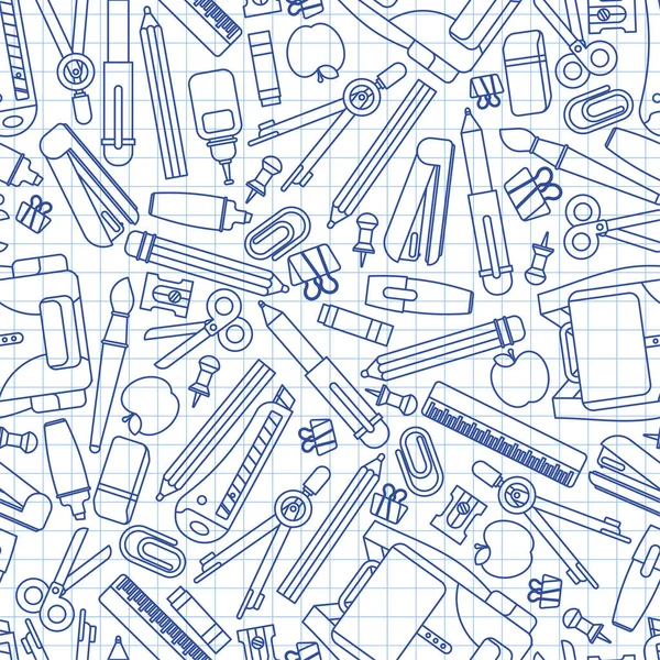 Повернутися Шкільного Візерунка Безшовного Зошита Навчальний Матеріал Фону Шкільна Текстура — стоковий вектор