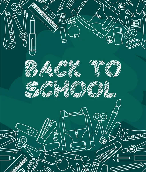 Zpátky Školy Pro Nálepku Plakát Studijní Potřeby Tabule — Stockový vektor