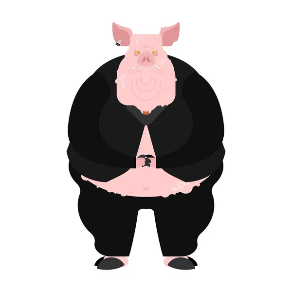 Schweineboss Dickes Fettes Fieses Schwein Vektorillustration — Stockvektor