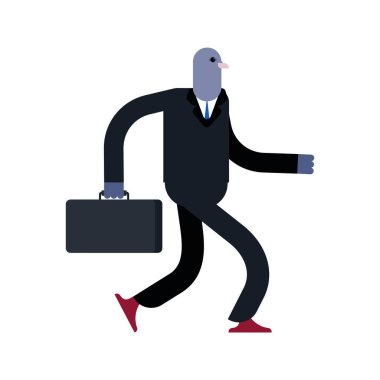 Güvercin işadamı. Güvercin patronu. Şehir kuş vektör çizimi