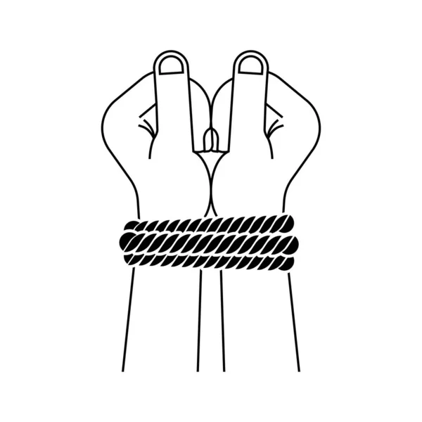 Gebundene Hände Symbolisieren Gewalt Und Mobbing Zeichen Von Gesetzlosigkeit Und — Stockvektor