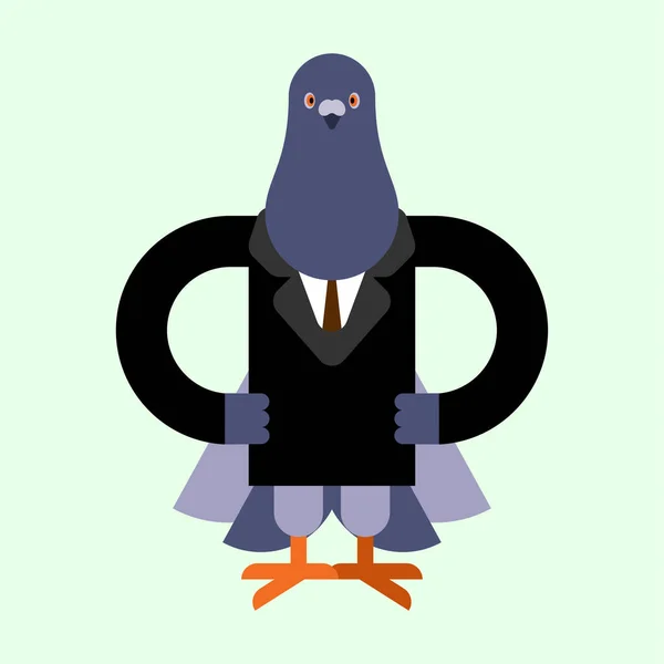 Duif Zakenman Duivenbaas Stad Vogel Vector Illustratie — Stockvector