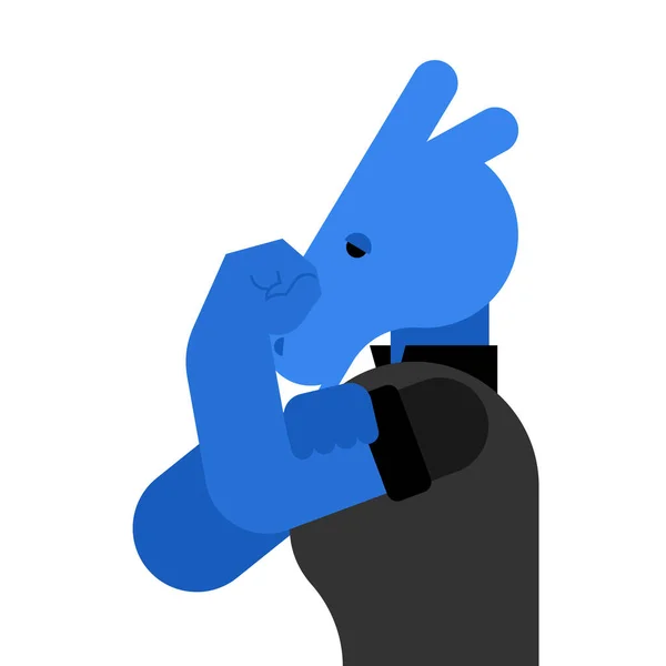 我们可以做到这一点蓝色驴子民主党 象征力量的动物 驴子表现出拳头隔离 矢量说明 — 图库矢量图片