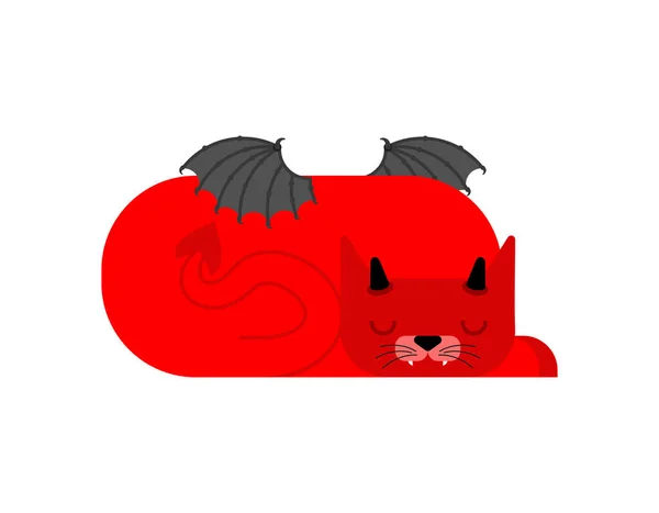 Chat Diabolique Satan Animal Animal Démon Rouge Illustration Vectorielle — Image vectorielle