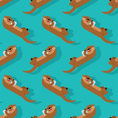 Su samuru deseni kusursuz. Su samuru arka planda yüzer. Bebek kumaşı süsü.