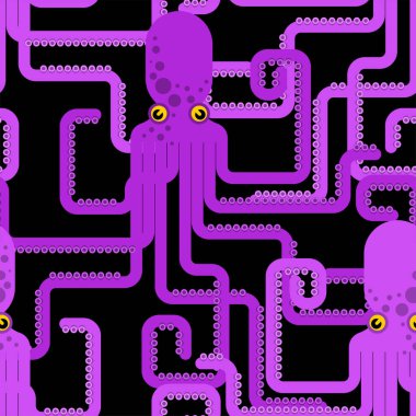 Ahtapot deseni kusursuz. Şeytani balık geçmişi. Poulpe dokusu. Bebek kumaşı süsü.