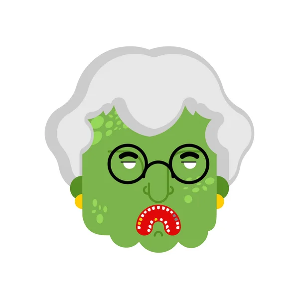 Głowa Zombie Babcia Odizolowana Martwy Zielony Potwór Babci Straszna Babcia — Wektor stockowy