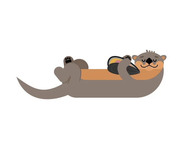 Otter Isolé Loutre Mer Nage Illustration Vectorielle — Image vectorielle