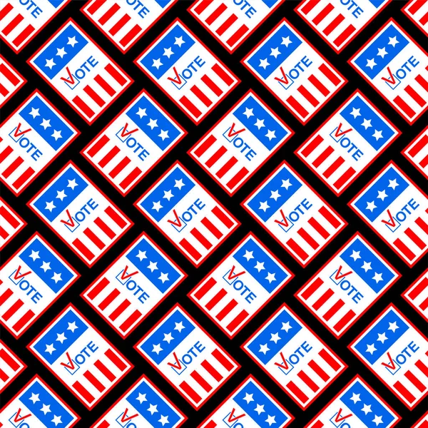 アメリカのパターンでシームレスに投票 投票記号アメリカの背景 バロット紙の質感 — ストックベクタ