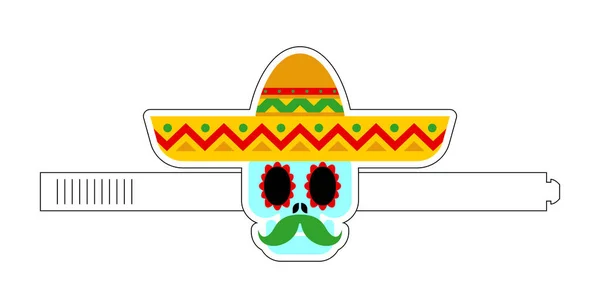 Schedel Masker Sjabloon Carnaval Masker Vakantie Dag Van Dood Mexico — Stockvector