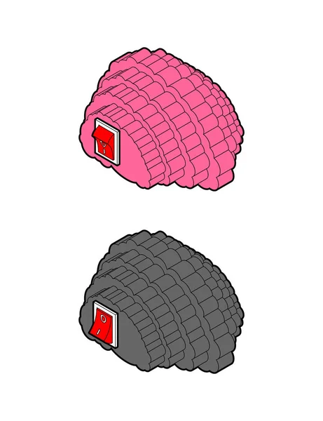 Набір Мізків Перемикачів Вимикання Вимикання Мозку Векторне Ілюстрація — стоковий вектор