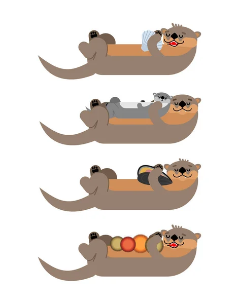 Otter Klaar Zeeotter Zwemt Vectorillustratie — Stockvector