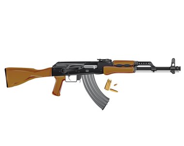 Kalaşnikof ak-47 Rus silah gerçekçi mermi ile. İzole