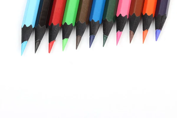 Crayons Couleur Isolés Sur Fond Blanc — Photo