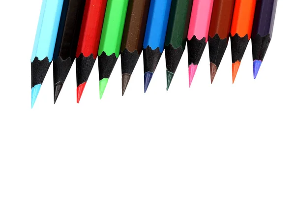 Crayons Couleur Isolés Sur Fond Blanc — Photo