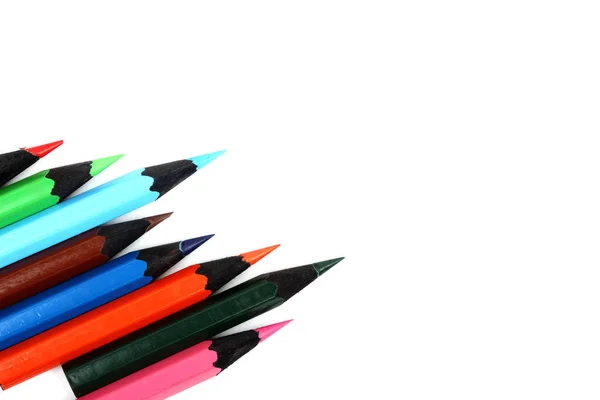 Crayons Couleur Isolés Sur Fond Blanc — Photo