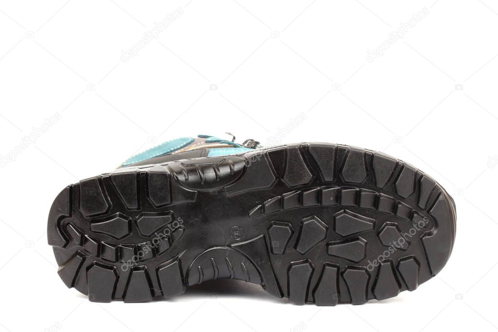 winter shoes soles on white background