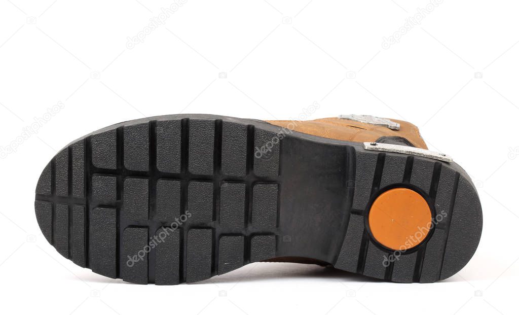 winter shoes soles on white background