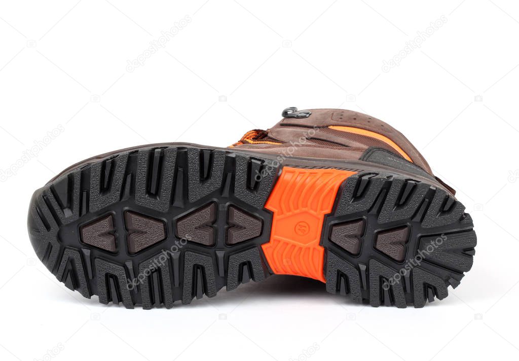 winter shoes soles on white background