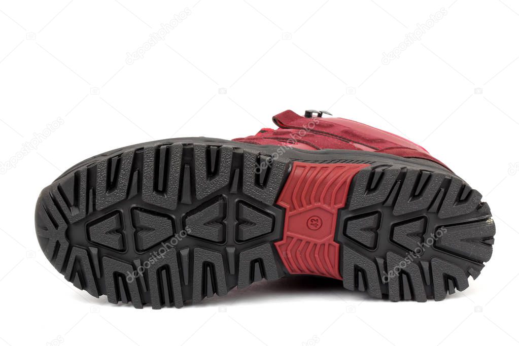 winter shoes soles on white background