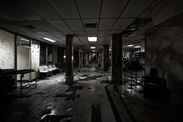 Vista Sala Escura Abandonada Hospital Psiquiátrico Bangkok Tailândia Conceito Assustador — Fotografia de Stock