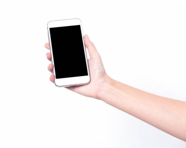 Kadın elinde izole cep telefonları