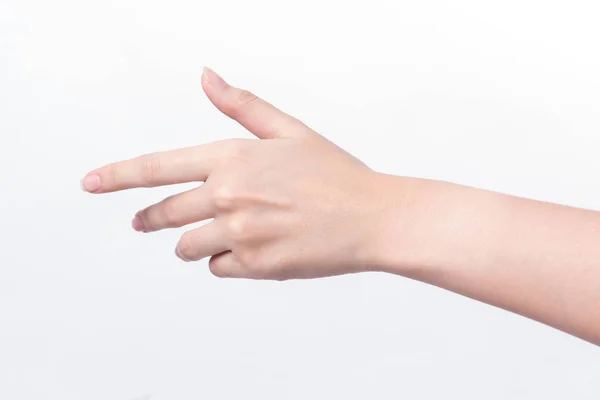 Hermosa mano de mujer aislada sobre fondo blanco — Foto de Stock