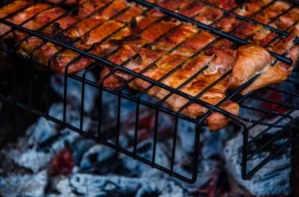 Grillen Förberedd Grillen Rök Från Elden — Stockfoto