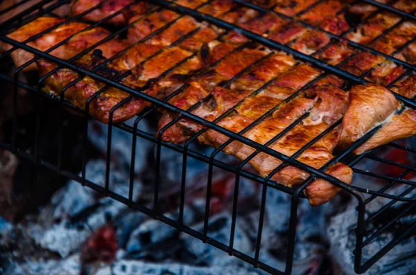 Barbecue Prepared Grill Smoke Fire — Stock Photo, Image