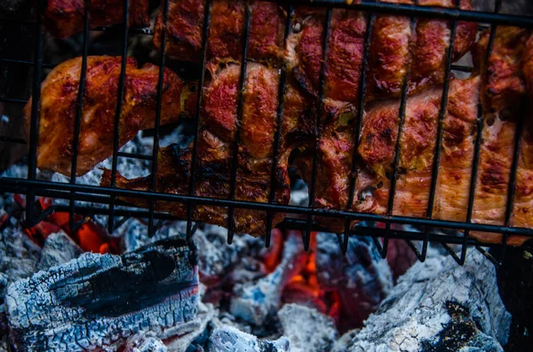 Grillen Förberedd Grillen Rök Från Elden — Stockfoto