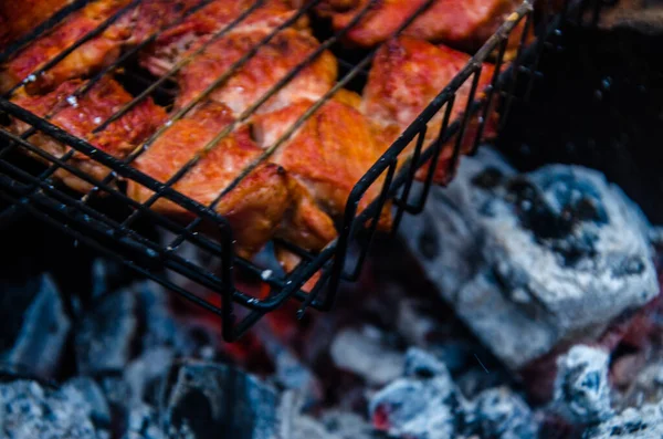 Grillen Förberedd Grillen Rök Från Elden — Stockfoto